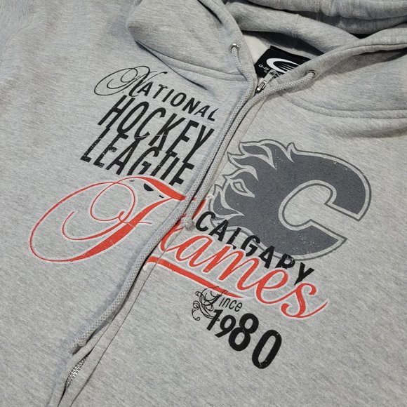 NHL Calgary Flames Zip up Light Grey Hoodie - Picture 2 of 6